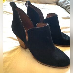 Jeffrey Campbell Black Suede Cutout Mules with Wooden Block Heel 7